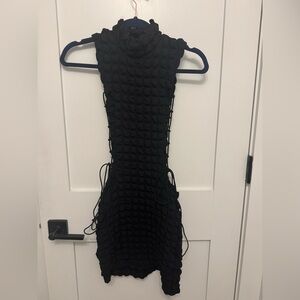 Chic Black Textured Mini Dress